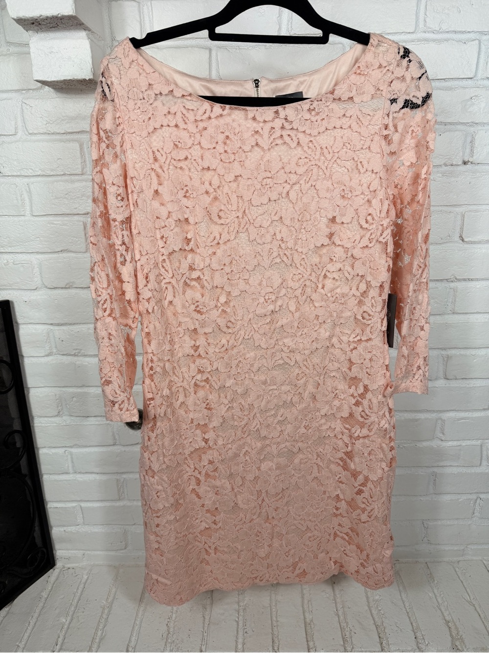 Vince Camuto Blush‎ Pink Lace Sheath Dress Size 14 NWT 3/4 Sleeve Cocktail